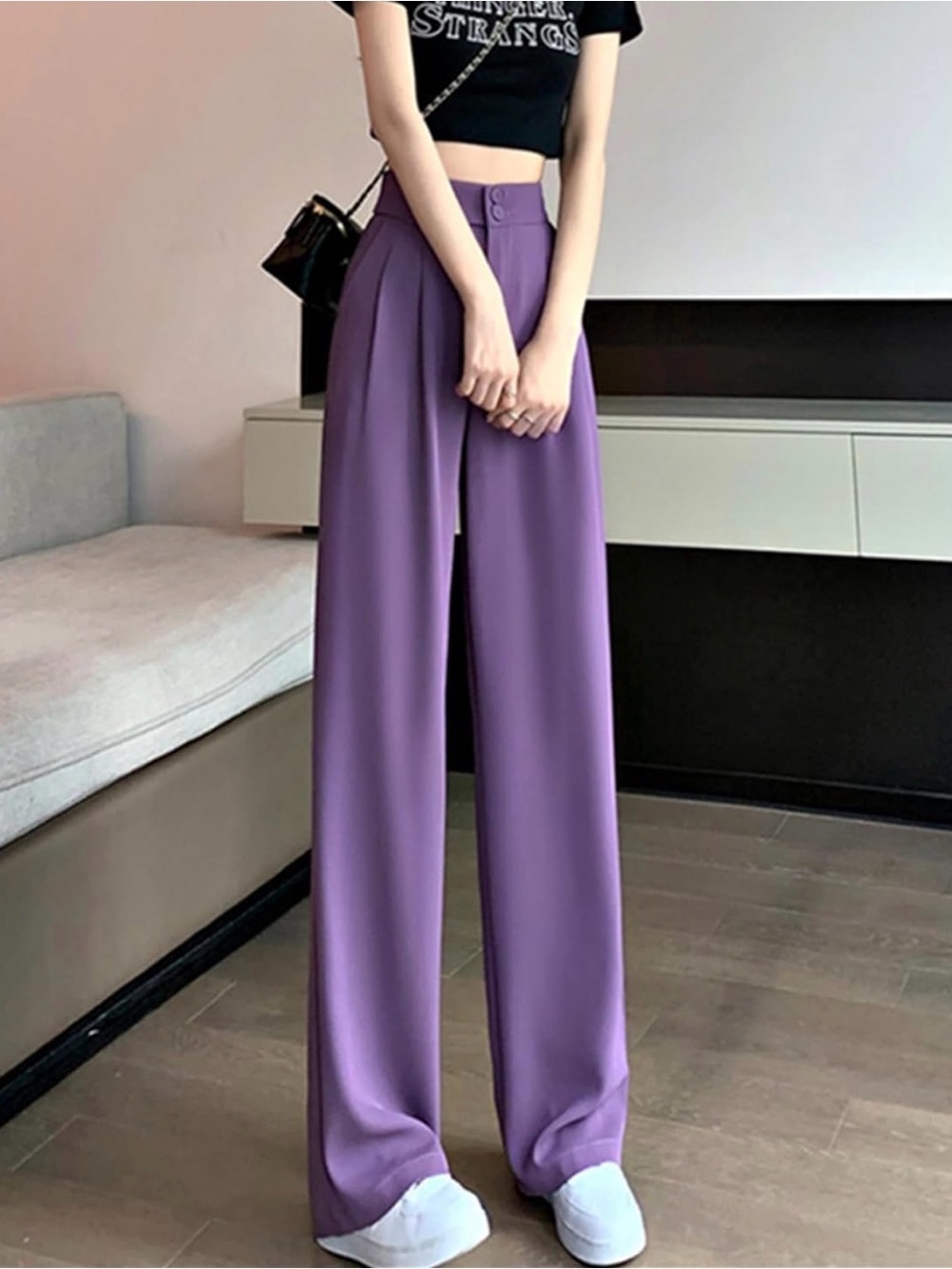 High-Waist Korean Casual Suit Pants